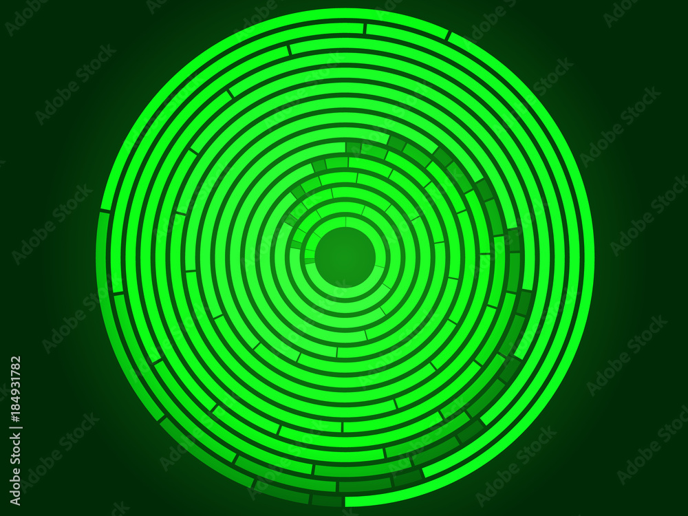 Poster abstract green light ray burst vector background and neon circle design