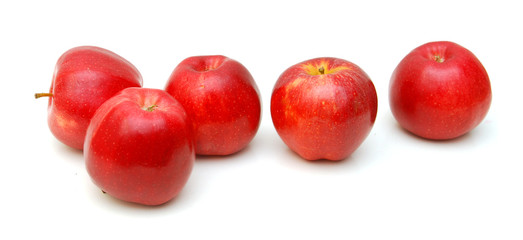 fresh red apples isolated on white background