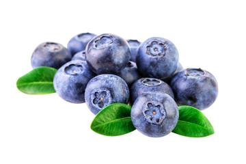 Stack of Blueberries isolated on white with clipping path