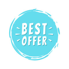 Best Offer Text Blue Painted Spot Brush Stroke