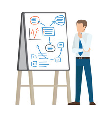 Businessman Thinking on Plan Vector Illustration