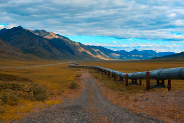 Oil Pipeline in remote north slope of alaska. 