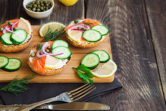 Sandwiches with smoked salmon