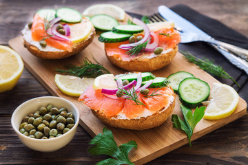 Sandwiches with smoked salmon