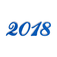 3D illustration isolated new year 2018 blue numbers on a white background