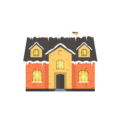 Abstract Christmas background with winter house