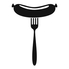 Sausage on fork icon. Simple illustration of sausage on fork vector icon for web - obrazy, fototapety, plakaty