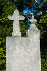 Old monuments and crosses on the classical European Catholic cemetery.