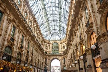 Naklejka premium Interer of gallery Vittorio Emanuele II in square of Duomo in Milan, Italy.