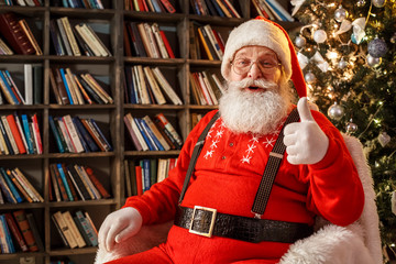 Santa Claus in the library christmas new year concept