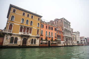 Famous palaces on the Grand Canal in Venice, Italy. Moisture