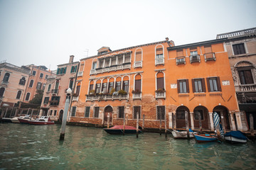 Famous palaces on the Grand Canal in Venice, Italy. Moisture