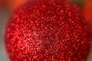 Red Christmas balls with glitter