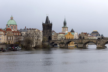 Obraz premium Prague gothic Charles Bridge with the Oldtown, Czech Republic