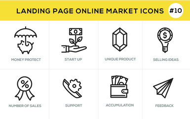 Flat line design concept icons for online shopping, website banner and landing page