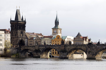 Fototapeta premium Prague gothic Charles Bridge with the Oldtown, Czech Republic