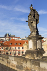 Fototapeta na wymiar Baroque Scupture from the Prague Charles Bridge, Czech Republic