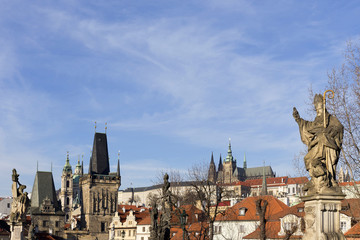 Naklejka na ściany i meble Baroque Scupture from the Prague Charles Bridge, Czech Republic