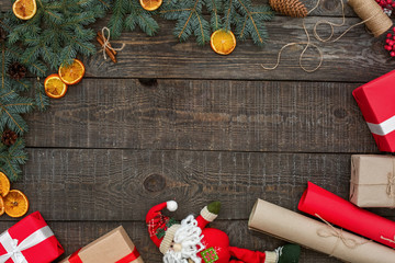 Christmas new year concept table top view