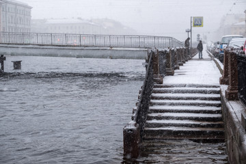 Winter in Saint-Petersburg. Gorstkin bridge. Russia