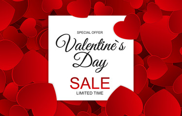Valentines Day Sale Card with Frame. Vector Illustration