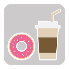 Coffee and donut illustration.