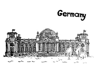 quick sketch old building of germany german government vector work on white background