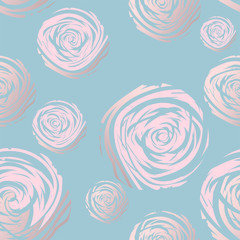 Abstract Roses Seamless Pattern. Pastel and Gold. Artistic background for wallpaper, wrapping, textile, wedding, save the date, banner, brochure, poster home decor etc Vector