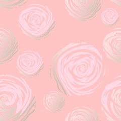 Abstract Roses Seamless Pattern. Pastel and Gold. Artistic background for wallpaper, wrapping, textile, wedding, save the date, banner, brochure, poster home decor etc Vector