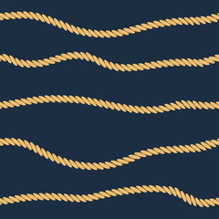 Rope line seamless pattern. Background with marine rope stripes. Vector illustration.