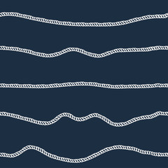 Rope seamless pattern. Background with marine rope lines. Vector illustration.