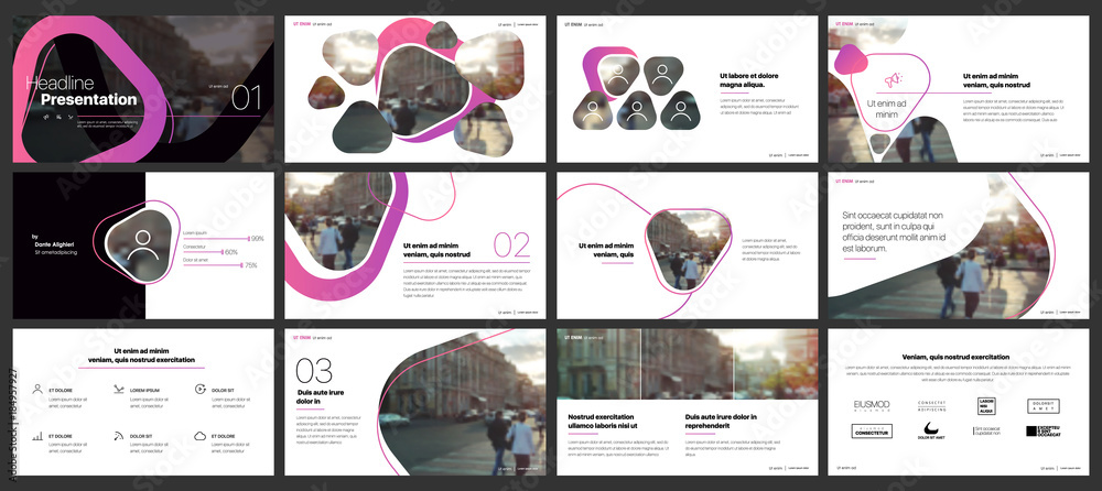Wall mural modern minimal presentation templates elements on a white background. vector infographics. use in pr