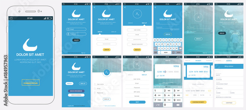 "Design Mobile App login. UI, UX and GUI layout. Set of ...