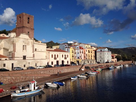 bosa riverside town, sardinia, italy