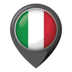 Icon representing location pin with the flag of Italy. Ideal for catalogs of institutional materials and geography