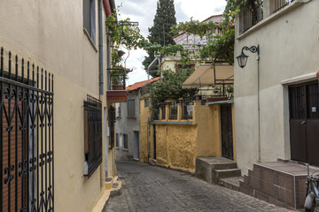 Fototapeta na wymiar Street and old houses in old town of Xanthi, East Macedonia and Thrace, Greece