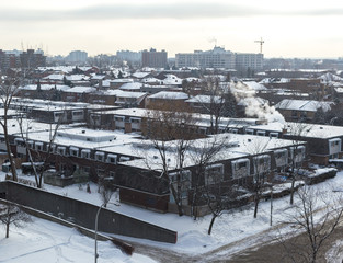 Duplex buildings with huge windows and balconies in Montreal, Canada.