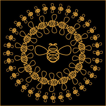 Beez_in_a_Circle. Vector illustration