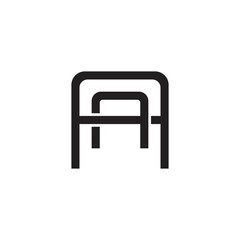 Initial letter A and A, AA, overlapping A inside A, line art logo, black monogram color