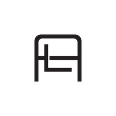 Initial letter A and L, AL, LA, overlapping L inside A, line art logo, black monogram color