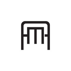 Initial letter A and M, AM, MA, overlapping M inside A, line art logo, black monogram color