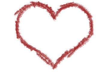 Drawing heart on a red background 
