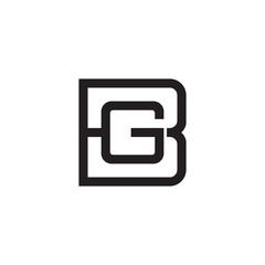 Initial letter B and G, BG, GB, overlapping G inside B, line art logo, black monogram color