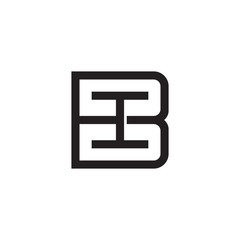 Initial letter B and I, BI, IB, overlapping I inside B, line art logo, black monogram color
