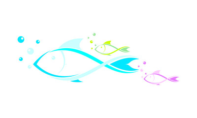 Fish family logo template