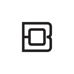 Initial letter B and O, BO, OB, overlapping O inside B, line art logo, black monogram color