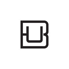 Initial letter B and U, BU, UB, overlapping U inside B, line art logo, black monogram color