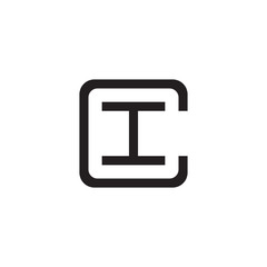 Initial letter C and I, CI, IC, overlapping I inside C, line art logo, black monogram color