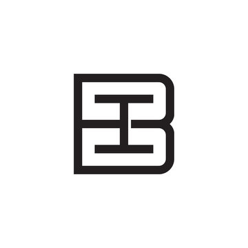 recommend clip art: Initial letter B and I, BI, IB, overlapping I inside B, line art logo, black monogram color