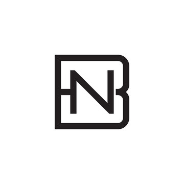 recommend clip art: Initial letter B and N, BN, NB, overlapping N inside B, line art logo, black monogram color